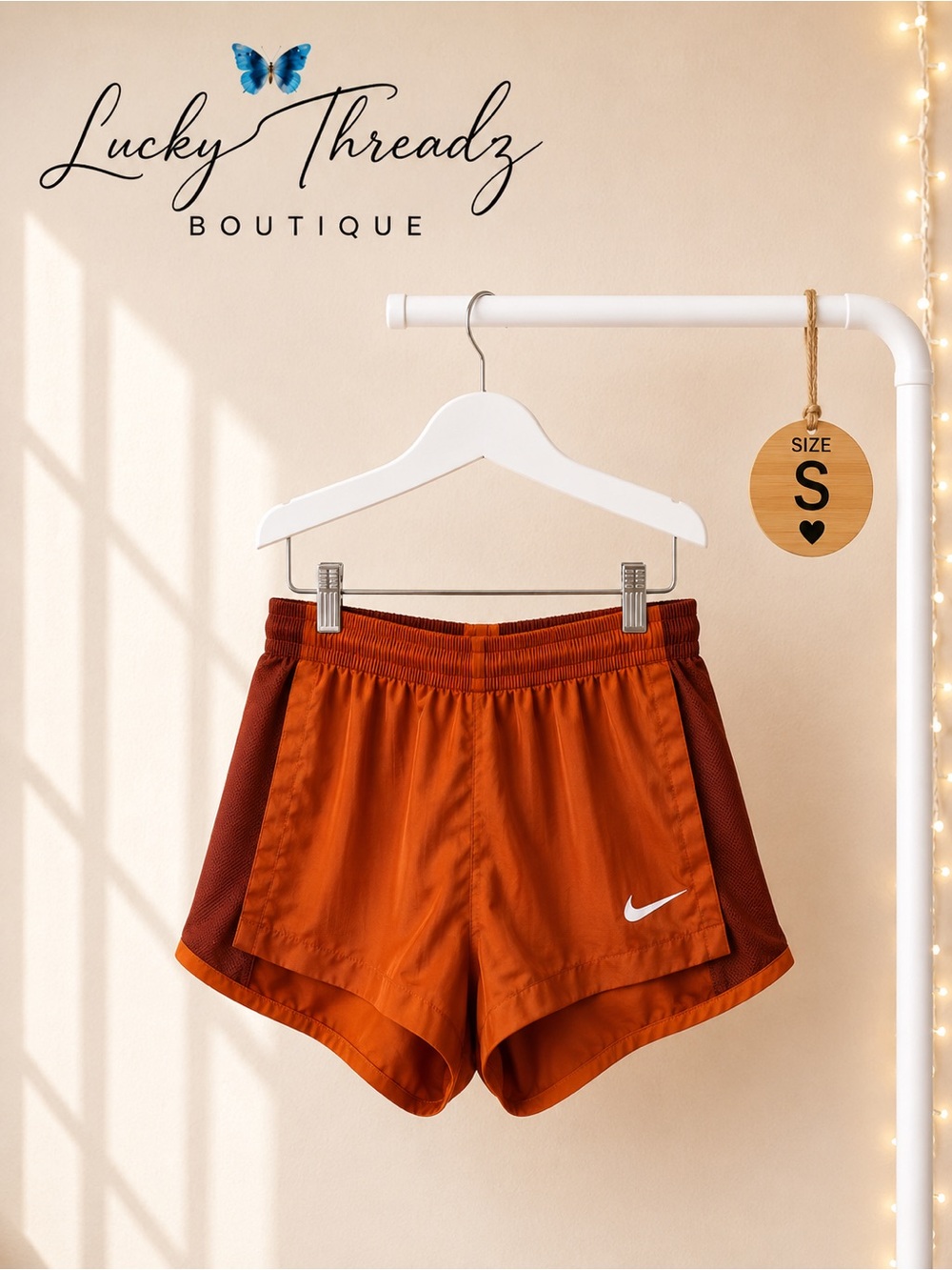 Nike Dri-FIT Orange Rust Running Shorts Mesh S